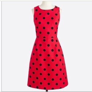 JCREW RED NAVY BLUE POLKADOT SLEEVELESS A LINE DRESS 00